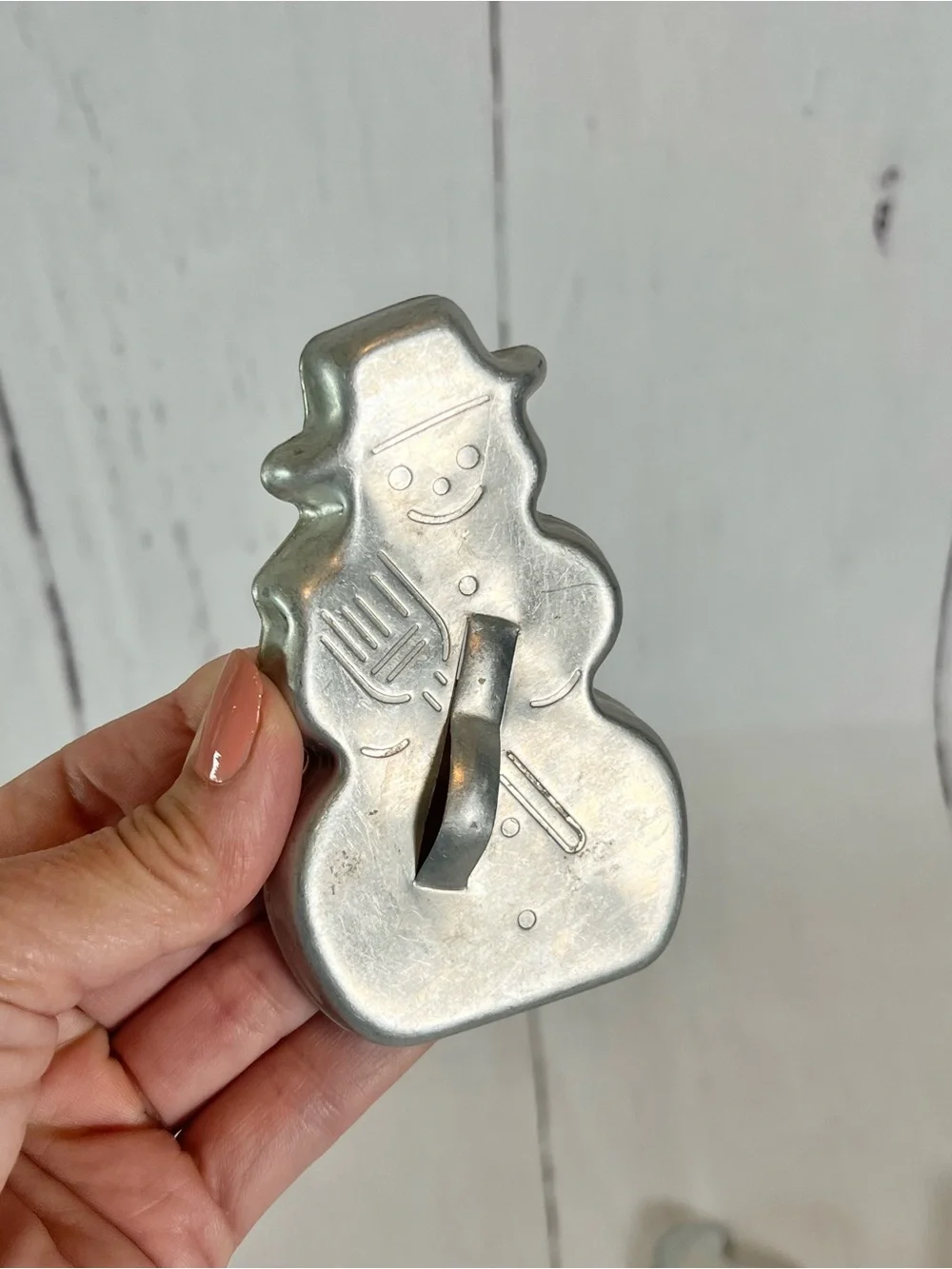 Vintage MCM Aluminum Christmas Cookie Cutters Set of 7 With Handles Retro
